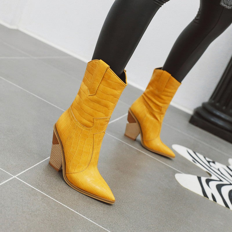 Botas mujer Cowboy corta tacon ancho varios colores