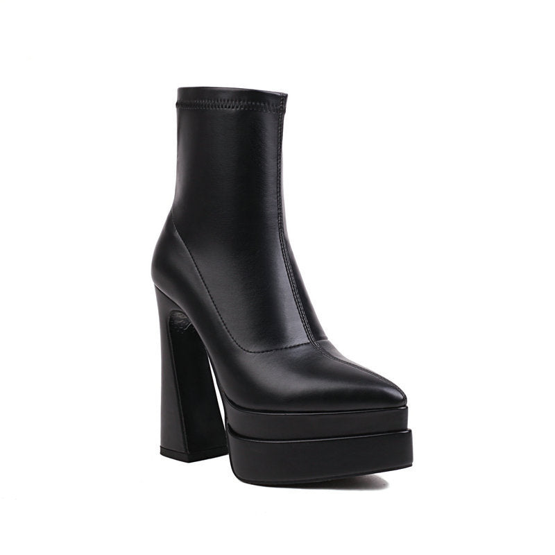 Botines mujer tacon alto ancho plataforma 3 colores diferentes