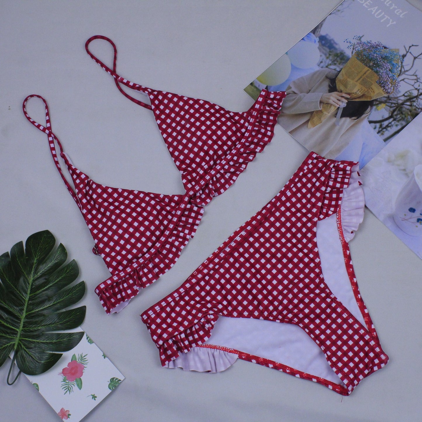 Bikini mujer cuadritos dos colores