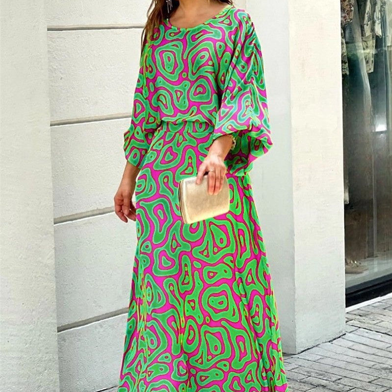 Conjunto 2 piezas mujer top y falda larga varios estampados
