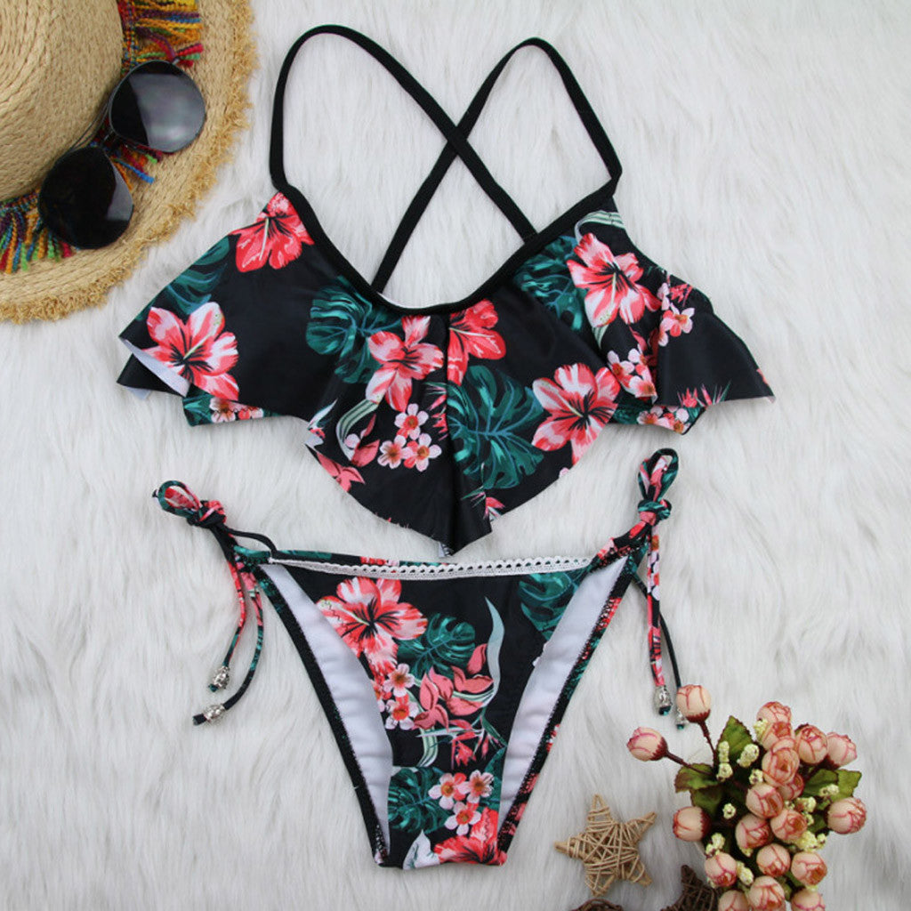 Bikini floral braguita lazos