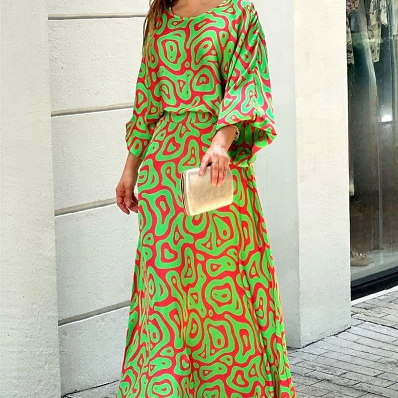 Conjunto 2 piezas mujer top y falda larga varios estampados