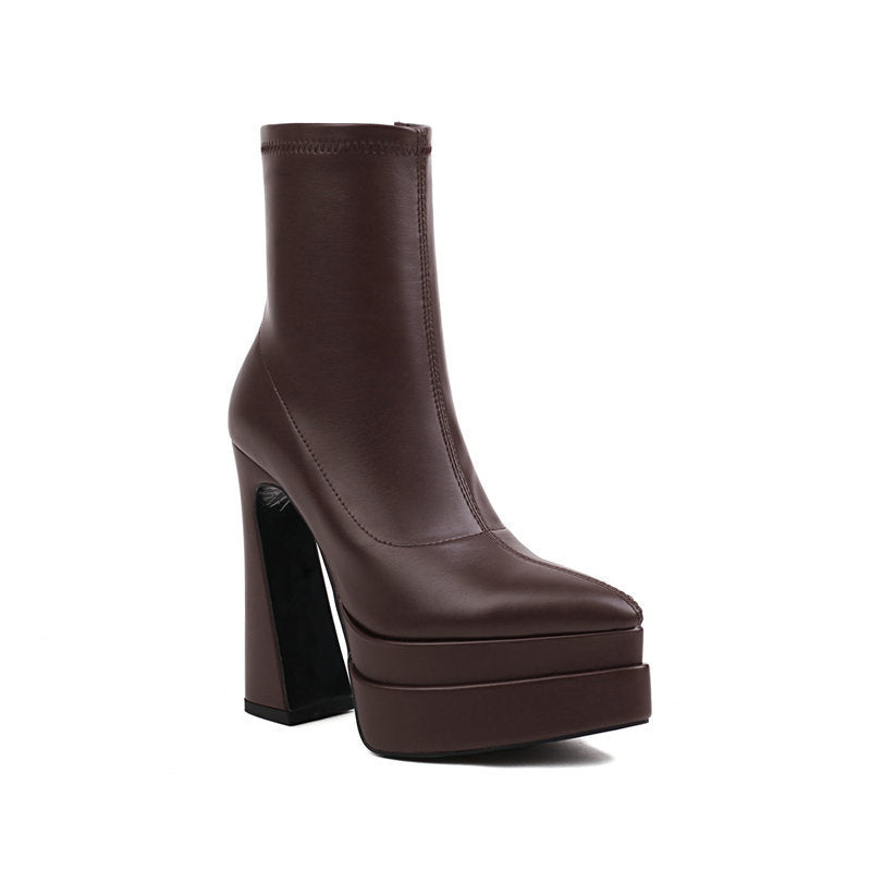 Botines mujer tacon alto ancho plataforma 3 colores diferentes