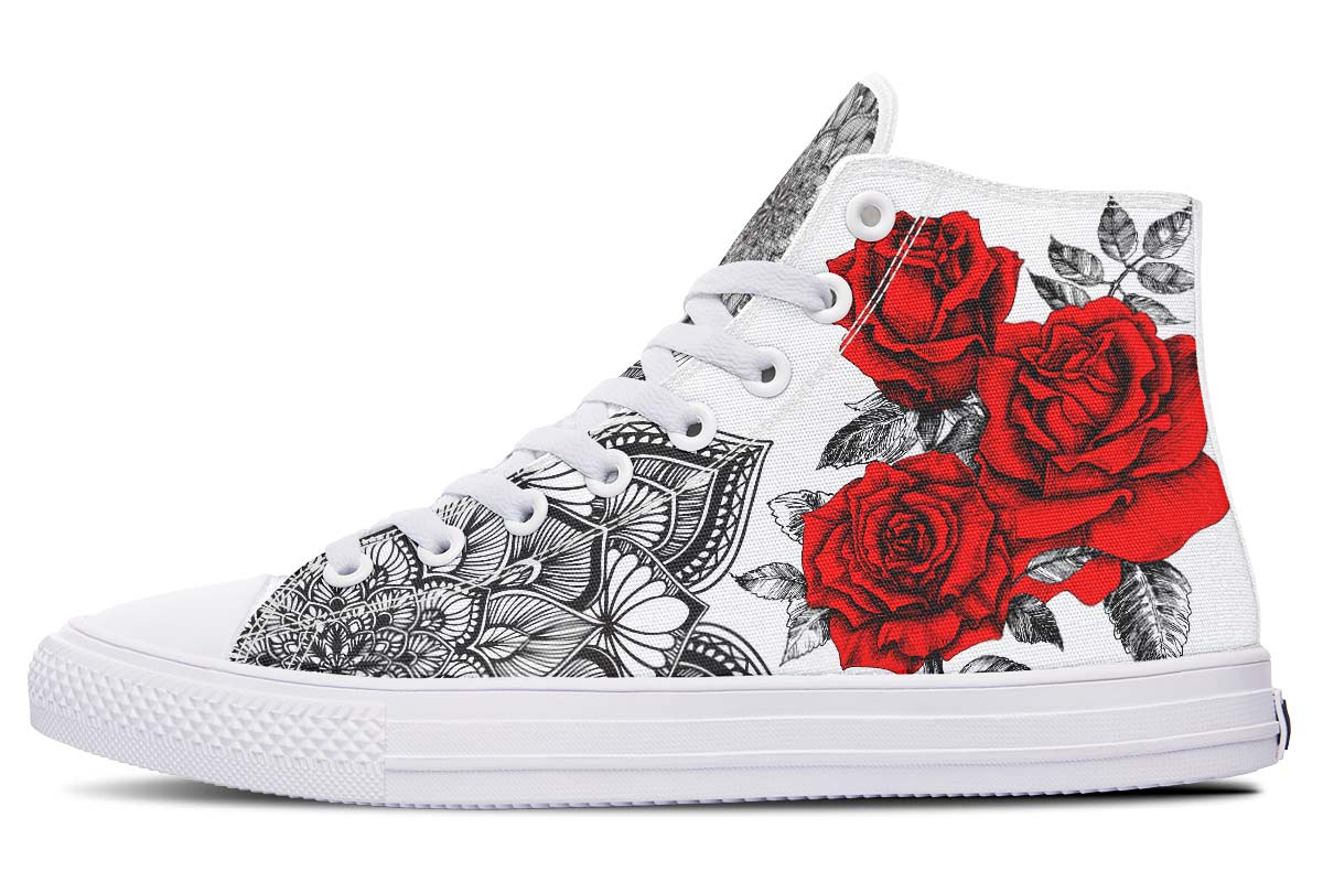 Zapatillas casual tela lona estampado rosas
