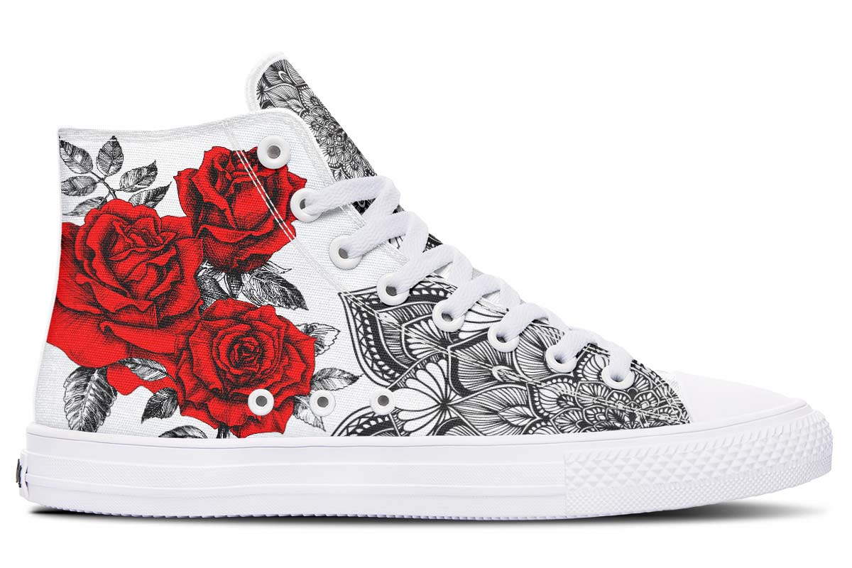 Zapatillas casual tela lona estampado rosas