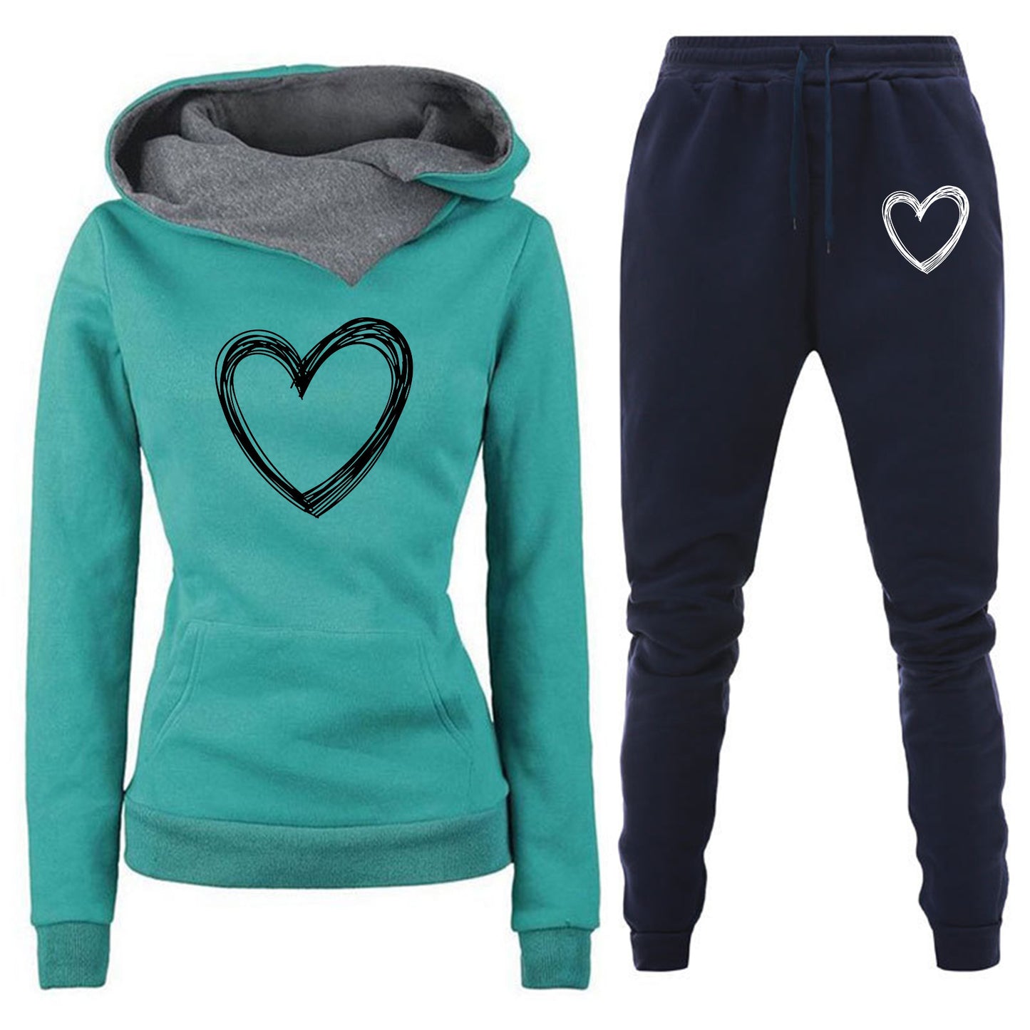 Conjunto chándal mujer CUORE varios colores de pantalon y sudadera cuello alto