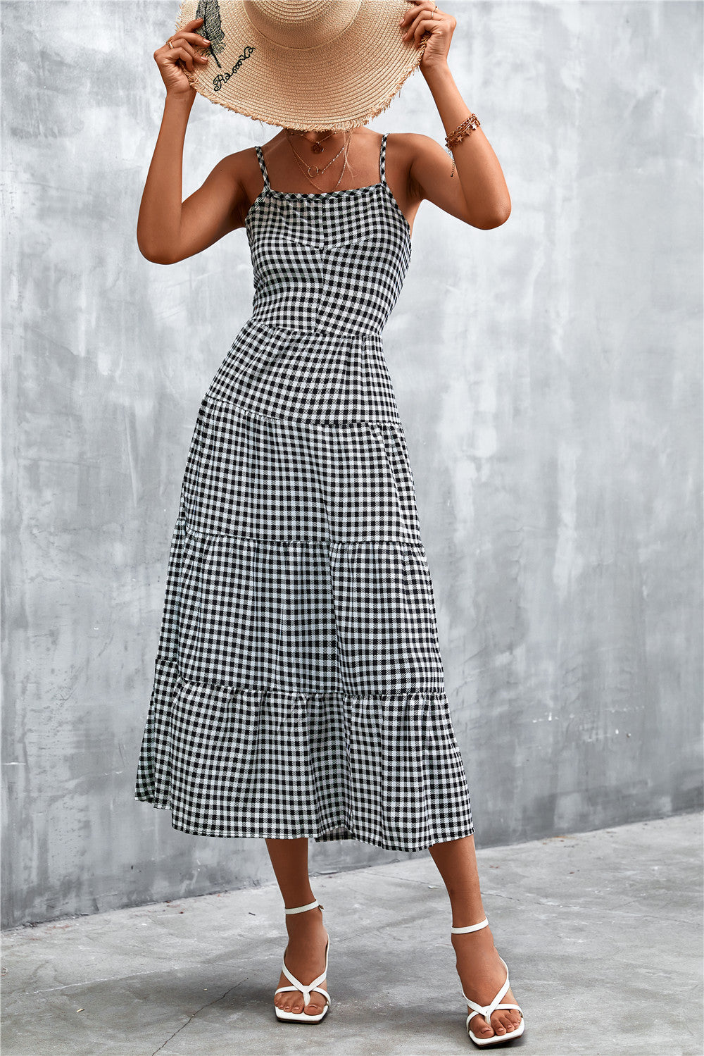 Vestido midi mujer verano cuadros estilo vichy varios colores
