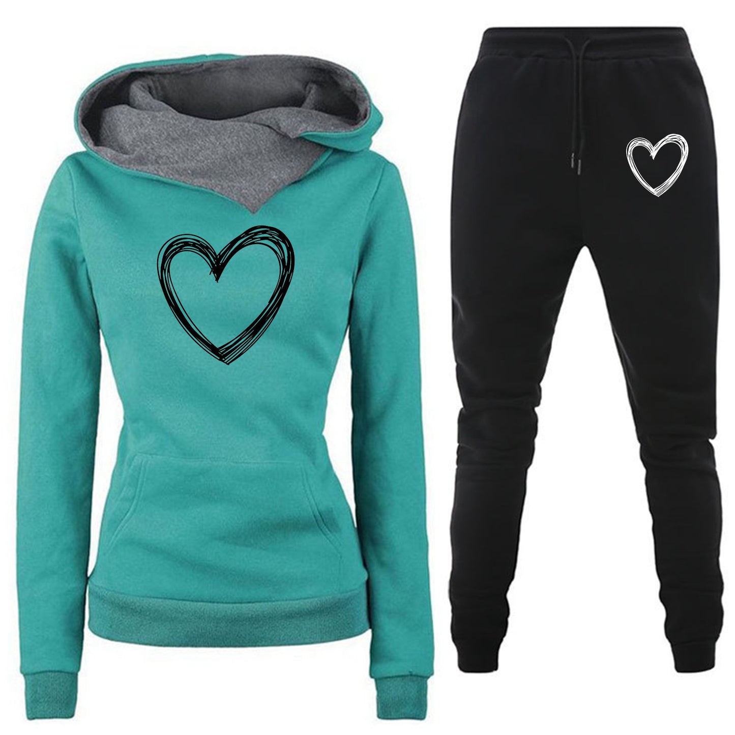 Conjunto chándal mujer CUORE varios colores de pantalon y sudadera cuello alto