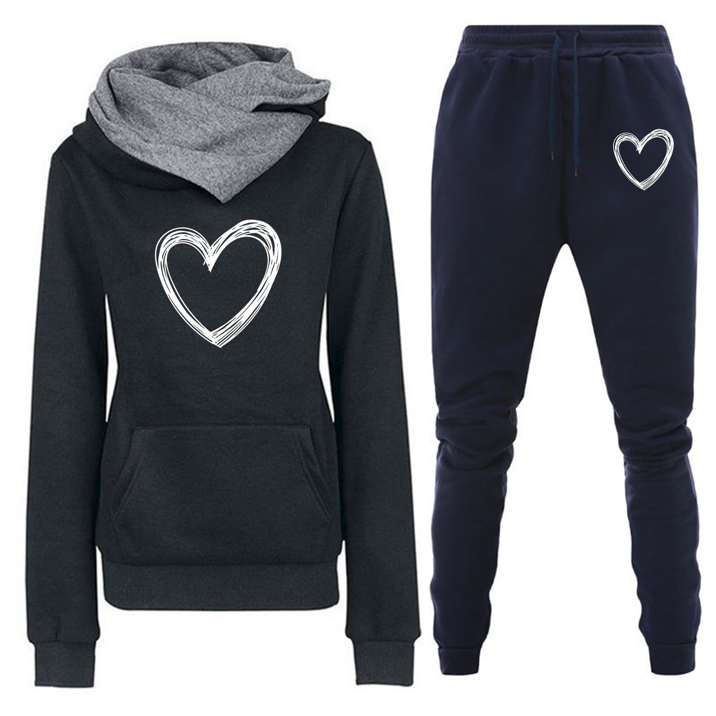 Conjunto chándal mujer CUORE varios colores de pantalon y sudadera cuello alto