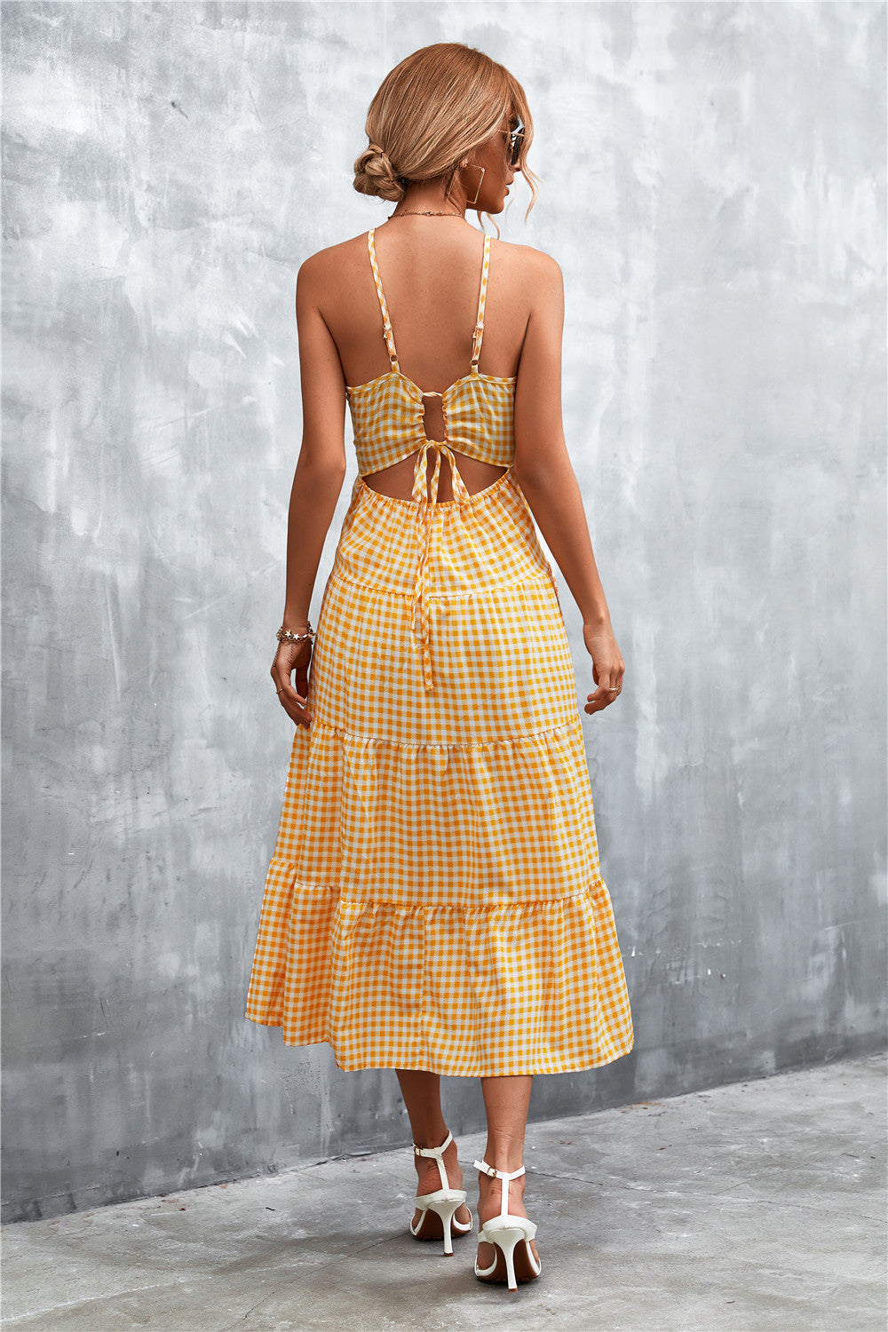 Vestido midi mujer verano cuadros estilo vichy varios colores