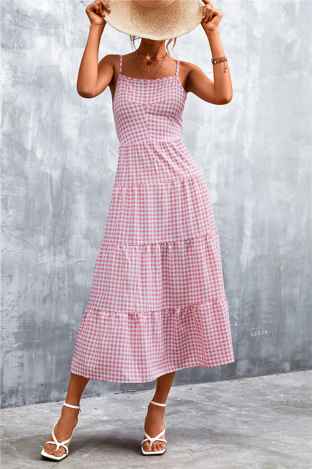 Vestido midi mujer verano cuadros estilo vichy varios colores