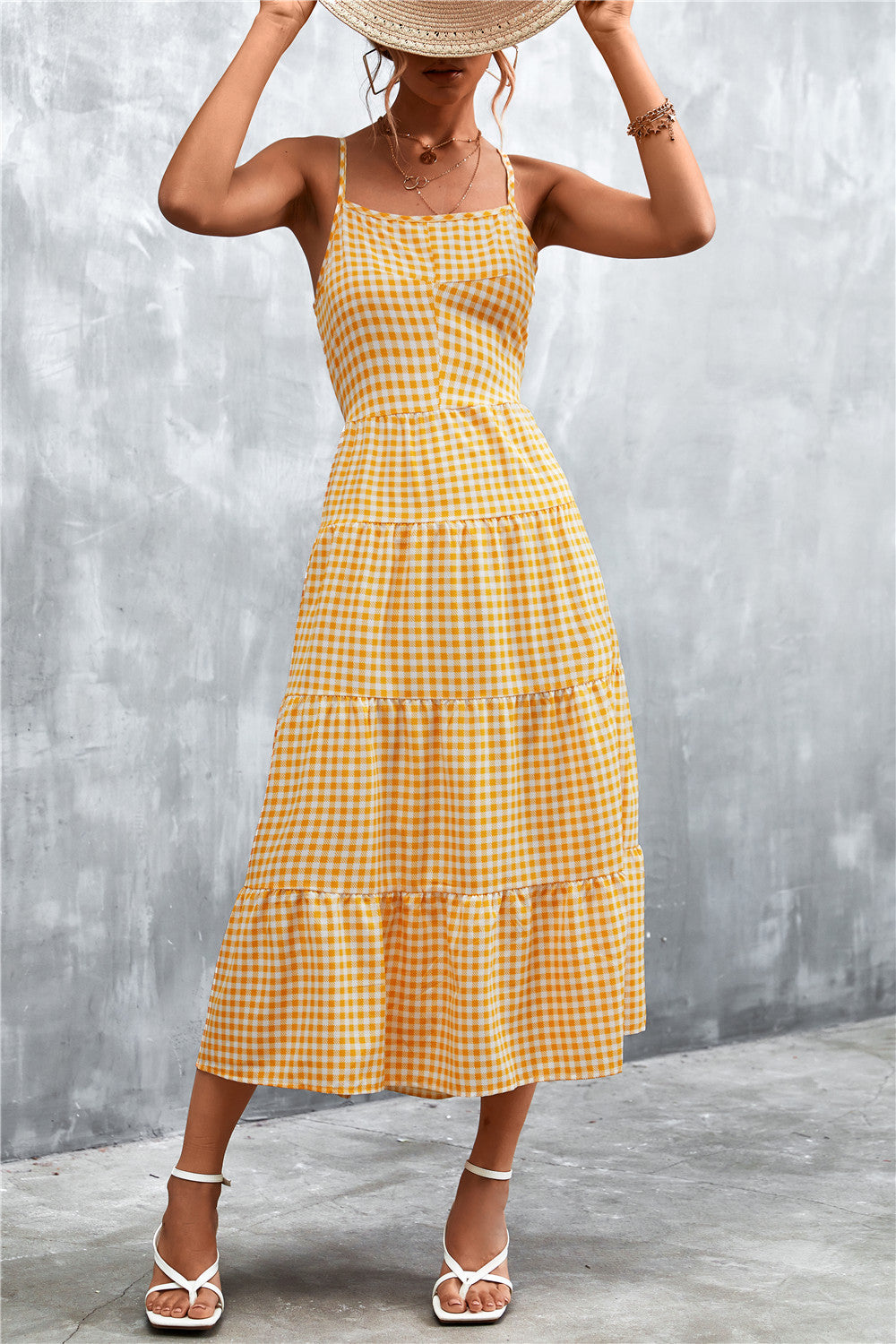 Vestido midi mujer verano cuadros estilo vichy varios colores
