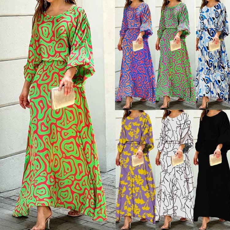 Conjunto 2 piezas mujer top y falda larga varios estampados