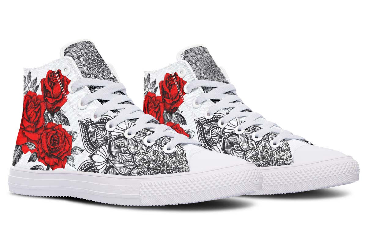 Zapatillas casual tela lona estampado rosas