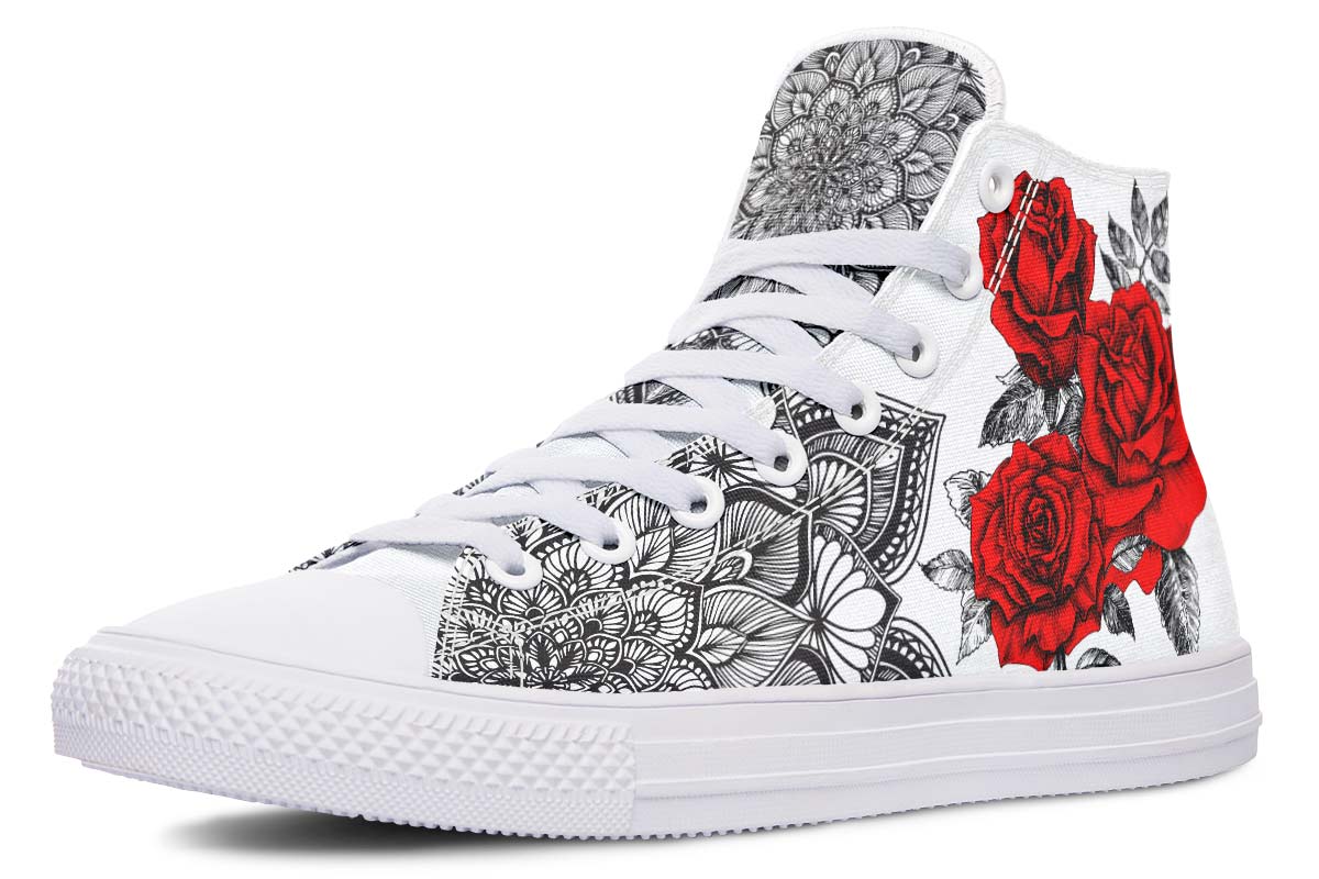 Zapatillas casual tela lona estampado rosas