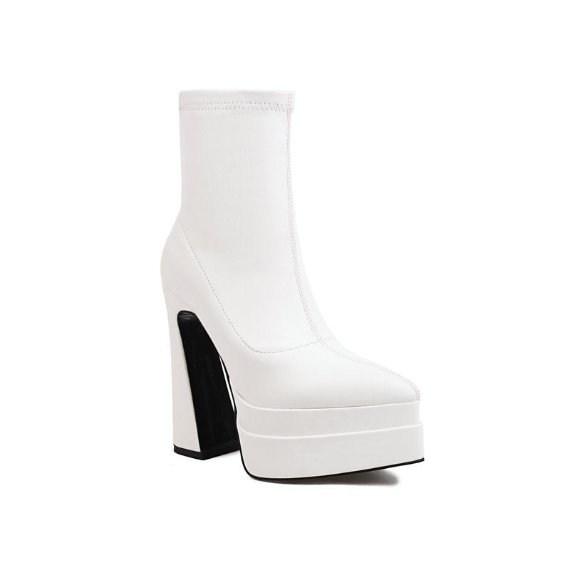 Botines mujer tacon alto ancho plataforma 3 colores diferentes