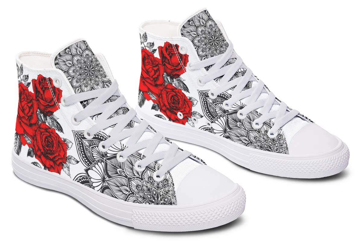 Zapatillas casual tela lona estampado rosas