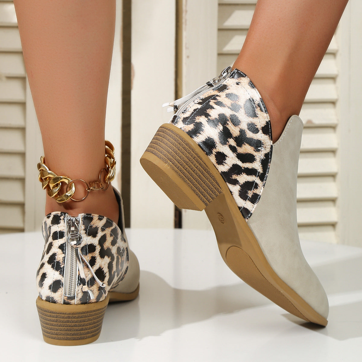 Fashion Leopard Botines mujer bajos varios colores