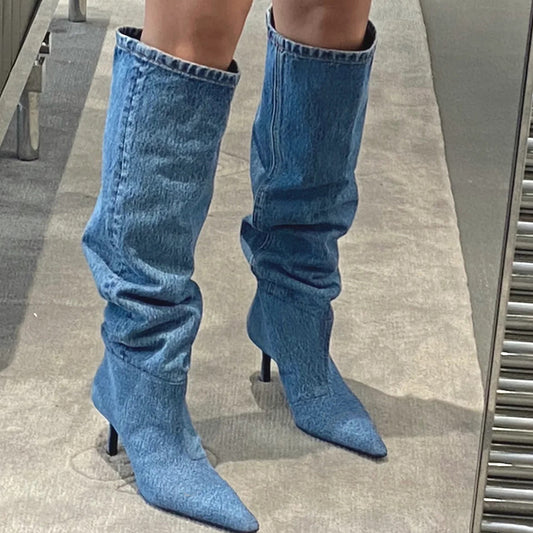 Bota mujer tacón Denim alta