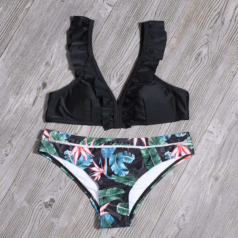 Bikini mujer top volante varios estampados