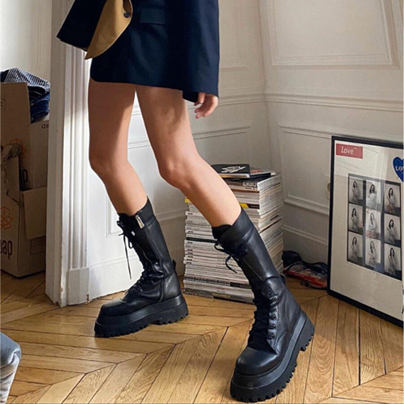 Botas mujer estilo Martin altas con plataforma Negro