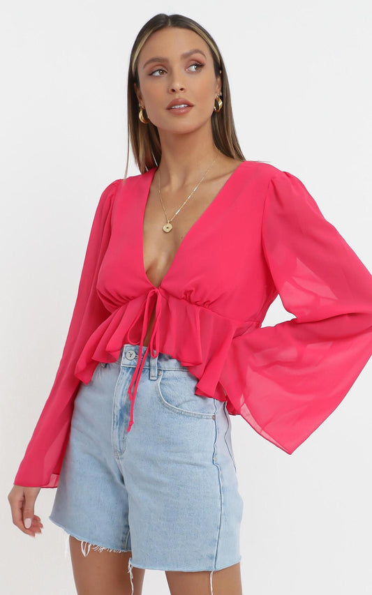 Blusa de gasa de manga larga mujer varios colores