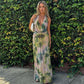Vestido mujer verano espalda descubierta escote floreado dos tonos