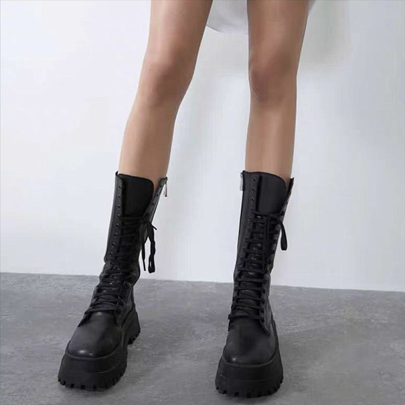 Botas mujer estilo Martin altas con plataforma Negro