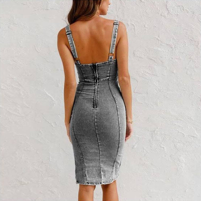 Vestido denim mujer midi dos colores