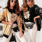 Chaqueta estilo Bomber mujer dorado o negro