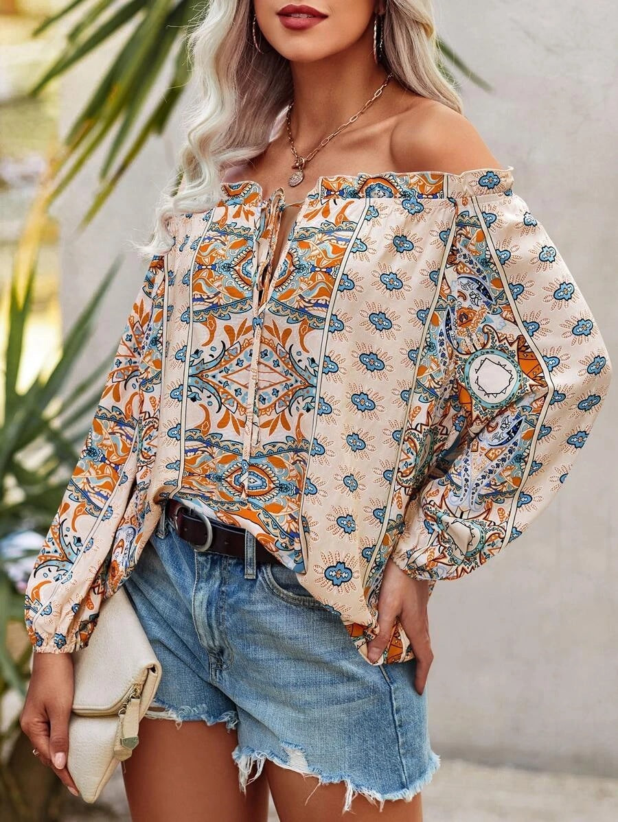 Camiseta mujer estampado boho manga larga varios colores