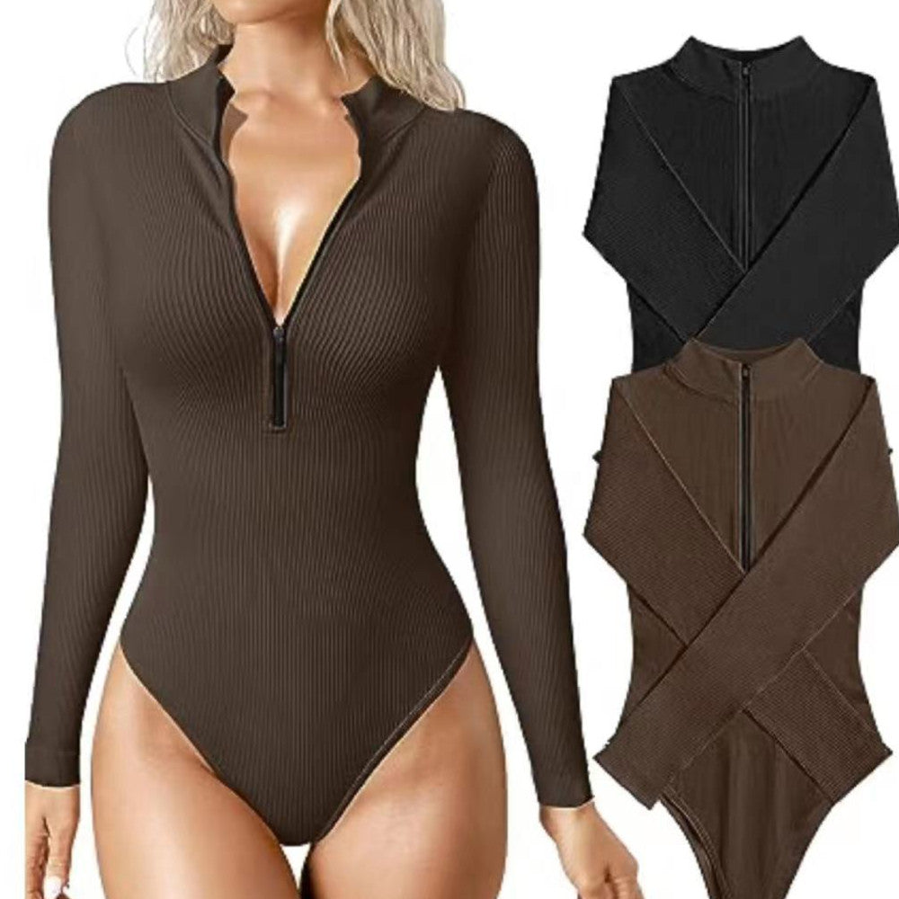 Body manga larga mujer escote cremallera varios colores uno o lote de 2