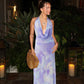 Vestido mujer verano espalda descubierta escote floreado dos tonos