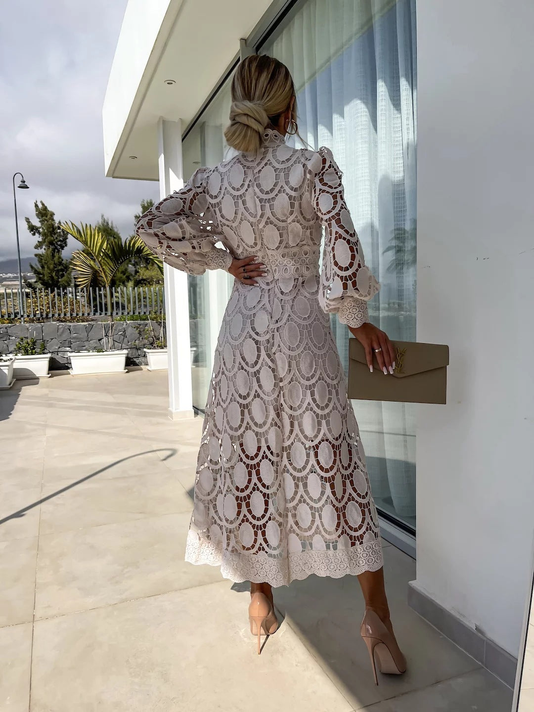 Vestido cocktail mujer midi manga estilo poeta varios colores TINA FLORES Vestido cocktail mujer midi manga estilo poeta varios colores TINA FLORES