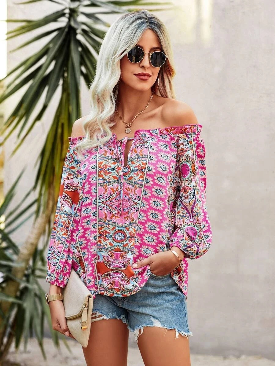 Camiseta mujer estampado boho manga larga varios colores