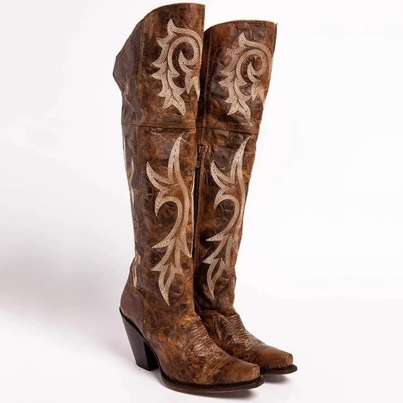 Botas mujer cowboy altas tacon grueso