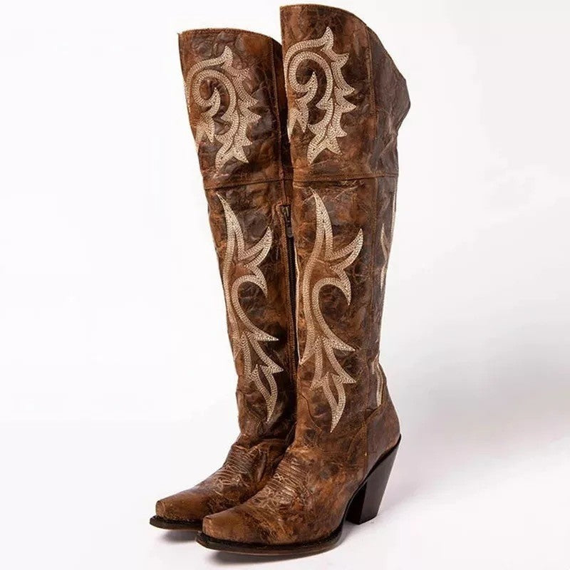 Botas mujer cowboy altas tacon grueso