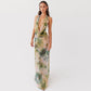 Vestido mujer verano espalda descubierta escote floreado dos tonos
