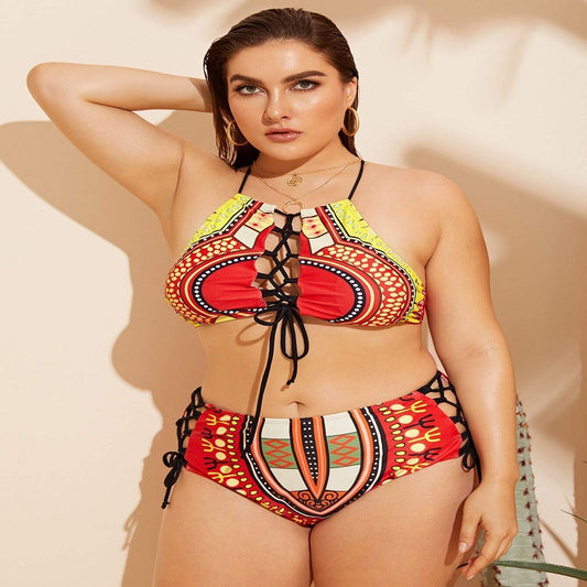 Bikini estilo Tanktop con tiras en el centro y en braguita - Curvi Size